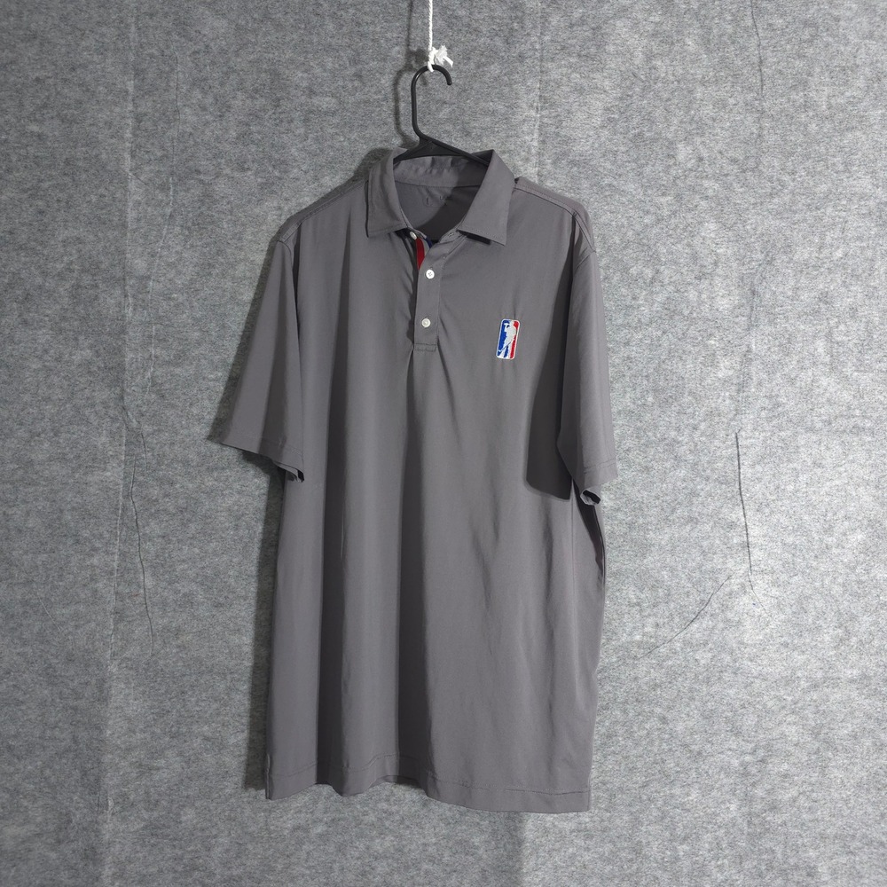 USAG U Suck At Golf Polo Shirt Men Large Grey Performance Strech USA Flag Sports